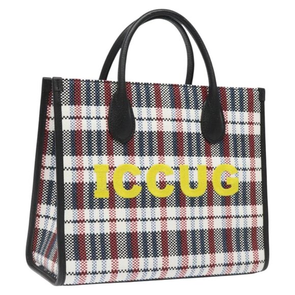 GUCCI Tote Bag Canvas Leather White Black Silver 659983 Auth MY189A - Picture 1 of 16